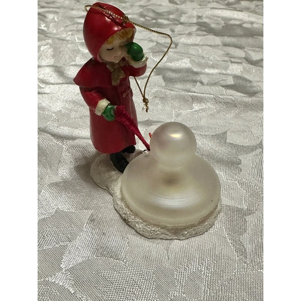 Unbranded Christmas Figurines Set 2 OS Red‎ Excellent Frosted Tree Snowman Girl